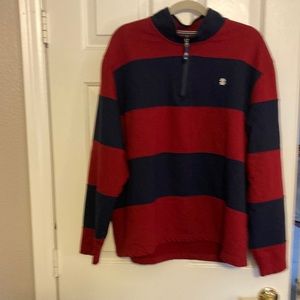 Men’s Izod 1/4 zip pullover, Red and blue. Size XL